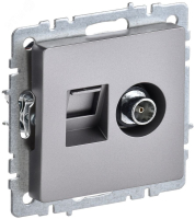 BRITE Розетка двойная TV+RJ45 кат.5E РТВ/РК12-БрС сталь BR-AK20-1-K46 IEK pe807219 фото