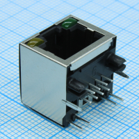 RJHSE-5381 Разъем RJ-45 розетка 16 контактов шаг 1.02мм угловой монтаж в отверстие 24 терминала 1 порт AMPHENOL pe551732 фото
