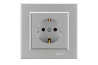Розетка 1-м СП Karea 16А IP20 с/з сереб. 56065028 Makel pe657718 фото