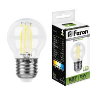 Лампа светодиодная LED 5вт Е27 белый шар FILAMENT 25582 Feron pe802102 фото