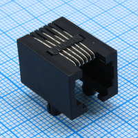 DS1133-03-S60BX Разъем 6P6C RJ-12 (6 конт., позол.), розетка, прямой угол на плату, черный изол.  (аналог TJ4-6P6C) CONNFLY pe549687 фото
