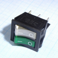 IRS-2101-1C3-G+W/B Переключатель 2х-клавишный с подсветкой 15A 250VAC вогнутая кнопка зелёная + белая Jietong pe154168 фото