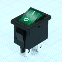 R19-20IBGNBT2-G Выключатель клавишный с подсветкой 6А 250В ON-OFF 4 Pin -зеленый- Switronic pe406844 фото