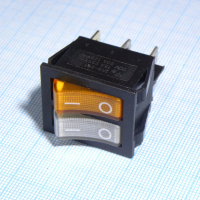 IRS-2101-1C3-W+Y/B Переключатель 2х-клавишный с подсветкой 15A 250VAC вогнутая кнопка белая + желтая Jietong pe154172 фото