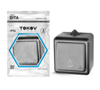 Кнопка звонка ОП Dita IP54 10А 250В карбон TKL-DT-DB-C14-IP54 TOKOV ELECTRIC pe683836 фото