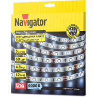 Лента светодиодная 71 763 NLS-3528CW60-4.8-IP65-12V R5 4.8Вт/м (уп.5м) 71763 Navigator pe665149 фото