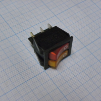 IRS-2101-1C3-Y+R/B Переключатель 2х-клавишный с подсветкой 15A 250VAC вогнутая кнопка желтая + красная Jietong pe154175 фото