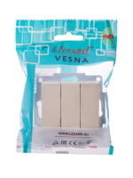 Выключатель 3-кл. СП Vesna механизм крем. 742-0388-109 Lezard pe554816 фото