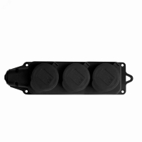 Колодка тройная однофазная с заглушками с/з каучук 16А 250В IP44 (еврослот) 602230 УНИВЕРСАЛ pe801601 фото