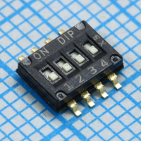 DHN-04F-V-T/R Движковый переключатель 4 группы SMD монтаж 1.27мм 25мА 24В положение ВЫКЛ DPT pe767809 фото