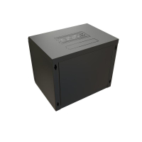 Шкаф настенный 19дюйм WR-TW-1266-GP-RAL9004 (19дюйм) 12U 650х600х600мм RAL 9004 стеклянная дверь черн. (разобранный) 520247 WRline pe658499 фото