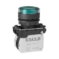 Кнопка КМЕ4511мЛ-220В-зеленый-1но+1нз-цилиндр-индикатор-IP54- 309579 КЭАЗ pe804675 фото