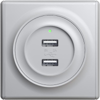 Розетка USB 2-м СП Florence 16А IP20 с подсветкой механизм сер. (1E10351302) 2260091 OneKeyElectro pe587075 фото