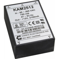 KAM1512 AC-DC, 15Вт, выход 12В/1,25A, рег. вых=±10%Uном, вход 85…265V AC, 47…63Гц / 120...370V DC,  изоляция 3000V AC, в кожухе 76х51х23мм, -20…+50°С CHINFA pe150856 фото