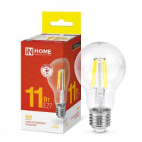 Лампа светодиодная LED-A60-deco 11Вт грушевидная прозрачная 3000К тепл. бел. E27 1160лм 230В 4690612026121 IN HOME pe687944 фото