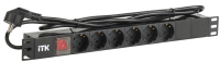 Блок розеток (PDU) 6 розеток DIN49440 с LED выключателем 1U шнур 2м вилка DIN49441 профиль из ПВХ черный (нем.станд) PH12-6D1-P IEK pe824392 фото