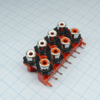 RS-813-01 RCA 8 разъемов (гнёзд) на плату,  разъем типа 