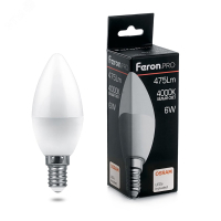 Лампа светодиодная LED 6вт Е14 белый матовая свеча Feron.PRO 38045 Feron pe802122 фото