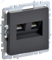 BRITE Розетка компьютерная двойная RJ45 кат.6 РК11-2-БрГ графит IEK BR-K20-2-K53 IEK pe846410 фото