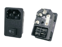 L-KLS1-AS-303-4-4GS-A Разъем 220В вилка на блок, 3 контакта, с выключателем и держателем для предохранителя 5х20мм, крепление защёлка,10A в сборе KLS pe854347 фото