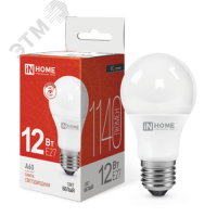 Лампа светодиодная LED-A60-VC 12Вт грушевидная 4000К нейтр. бел. E27 1140лм 230В 4690612020242 IN HOME pe575565 фото