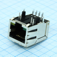 J0026D21BNL Разъем модульный RJ-45 розеика 8 контактов шаг 2.54мм угловой монтаж в отверстие 12 терминалов 1 порт PULSE pe507470 фото