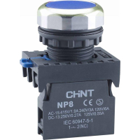 Кнопка управления NP8-10BN/6 без подсветки син. 1НО IP65 578645 CHINT pe547919 фото