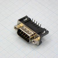 DS1037-09MNAKT74-0CC Разъем D-Sub, вилка 9 контактов угловая на плату 7,2мм, черный изолятор CONNFLY pe24145 фото
