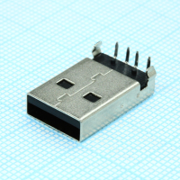 DS1097-BN0 Разъем USB A вилка угловая на плату, черный изолятор, монтаж в отверстия CONNFLY pe423761 фото