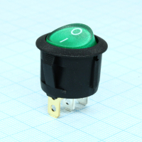 RL3-5LBGNBT2-H-G Переключатель ON-OFF с подсветкой 6A 250VAC 10000 циклов круглая кнопка зелёная Switronic pe406866 фото