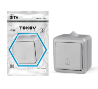 Кнопка звонка ОП Dita IP54 10А 250В сер. TKL-DT-DB-C06-IP54 TOKOV ELECTRIC pe586834 фото