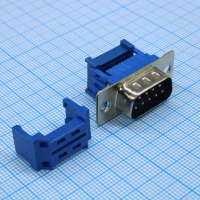DS1036-03-09MPU2-YT Разъем D-Sub IDC, вилка 9 контактов на плоский кабель с защелкой, синий изолятор CONNFLY pe843348 фото
