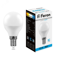 Лампа светодиодная LED 9вт Е14 дневной матовый шар 25803 Feron pe802133 фото