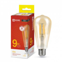 Лампа светодиодная LED-ST64-deco gold 9Вт цилиндр золотая 3000К тепл. бел. E27 1040лм 230В 4690612035659 IN HOME pe687958 фото