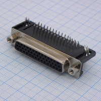 DS1038-44FBNSIA74-0CC Разъем D-Sub высокой плотности, розетка 44 контакта угловая на плату, черный изолятор CONNFLY pe339288 фото