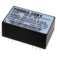 FDD03-15S1 Преобразователь DC/DC, 2.4Вт, вход 9…18В, выход 15В/160мА, изоляция 1500В DC, корпус DIP24, 31.8х20.3х12.7мм, -40°С…+71°С CHINFA pe302425 фото