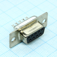 DS1033-09FBNSISS-CT Разъем D-Sub, розетка 9 контактов под пайку, черный изолятор CONNFLY pe317786 фото