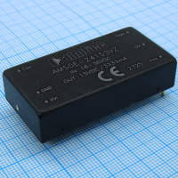 AM50E-2415SVZ DC/DC, 50Вт, вход 18…36В, выход 15В/3.333А, изоляция 1500В DC, КПД 91%, максимальная емкостная нагрузка не более 2000мкФ, вход On/Off, 2x1