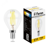 Лампа светодиодная LED 11вт Е14 теплый шар FILAMENT 38013 Feron pe801889 фото
