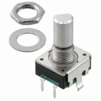 PEC11R-4115F-S0018 Энкодер PEC11, 18 щелчков, 18 импульсов, металлический вал с лыской 15мм, с кнопкой, горизонтальные выводы, крепление на гайку 7мм BOURNS pe33377 фото