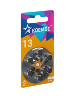 Элемент питания воздушно-цинковая для слуховых аппаратов ZA13 (13 PR48 DA13 V13A) 1.45В (уп.6шт) KOCZA-13BL6 Космос pe583265 фото