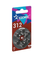 Элемент питания воздушно-цинковая для слуховых аппаратов ZA312 (312 PR41 DA312 V312A) 1.45В (уп.6шт) KOCZA-312BL6 Космос pe583266 фото