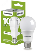 Лампа светодиодная A60 груша 10Вт 230В 4000К E27 GENERICA LL-A60-10-230-40-E27-G IEK pe797288 фото