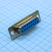 DS1033-15FUNSISS-CT Разъем D-Sub, розетка 15 контактов под пайку, синий изолятор CONNFLY pe523624 фото