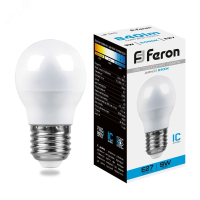 Лампа светодиодная LED 9вт Е27 дневной матовый шар 25806 Feron pe802156 фото