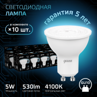 Лампа светодиодная Black 5Вт MR16 софит 4100К нейтр. бел. GU10 530лм 101506205 Gauss pe687980 фото