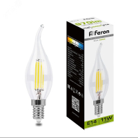 Лампа светодиодная LED 11вт Е14 белый свеча на ветру FILAMENT 38012 Feron pe801903 фото