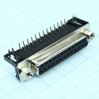 DS1037-25FNAKT74-0CC Разъем D-Sub, розетка 25 контактов угловая на плату 7,2мм, черный изолятор CONNFLY pe317807 фото
