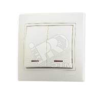 Выключатель 2-кл. СП Mira 10А IP20 с подсветкой со вставкой крем. 701-0303-112 Lezard pe554865 фото