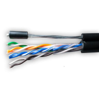 Кабель витая пара U/UTP кат.5E 4х2х24AWG solid Cu PE Outdoor Standard трос черн. (м) 01-0322-1 SUPRLAN pe577137 фото